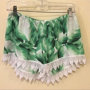 Banana Leaf and Lace Shorts
